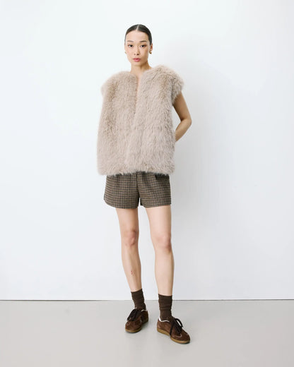 Fake Fur Gilet - Greige