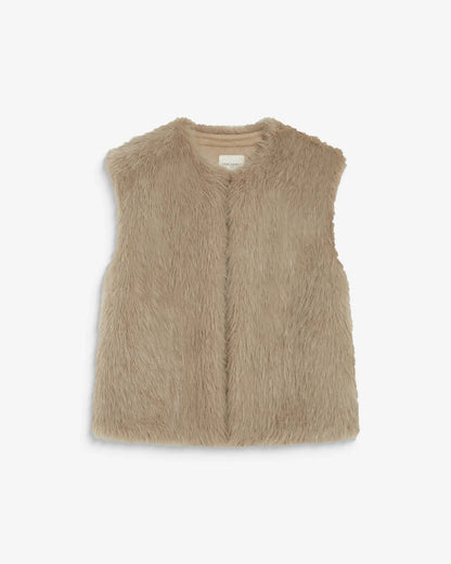 Fake Fur Gilet - Greige