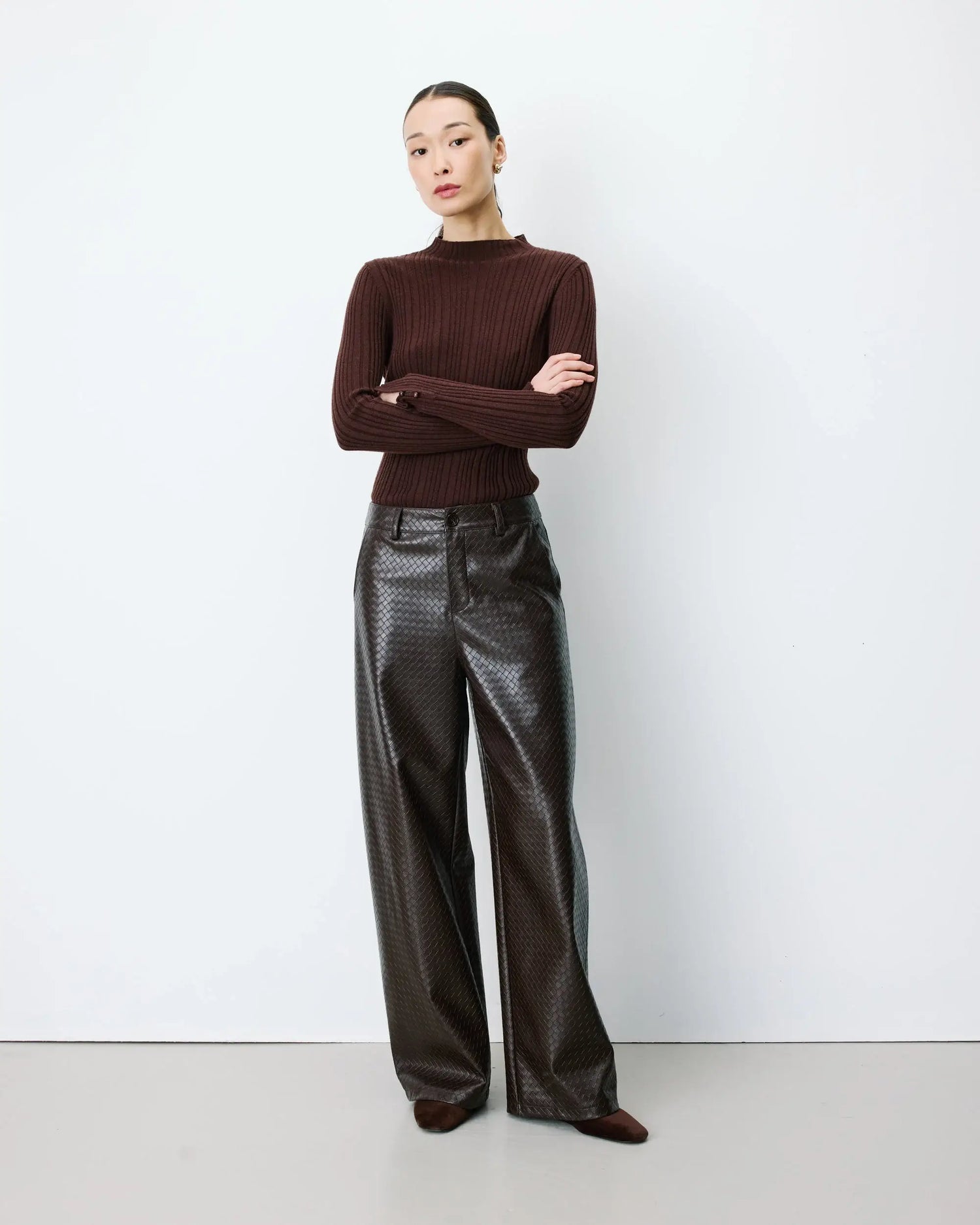 Fake Leather Pantalon - Chocolat