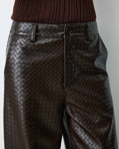 Fake Leather Pantalon - Chocolat