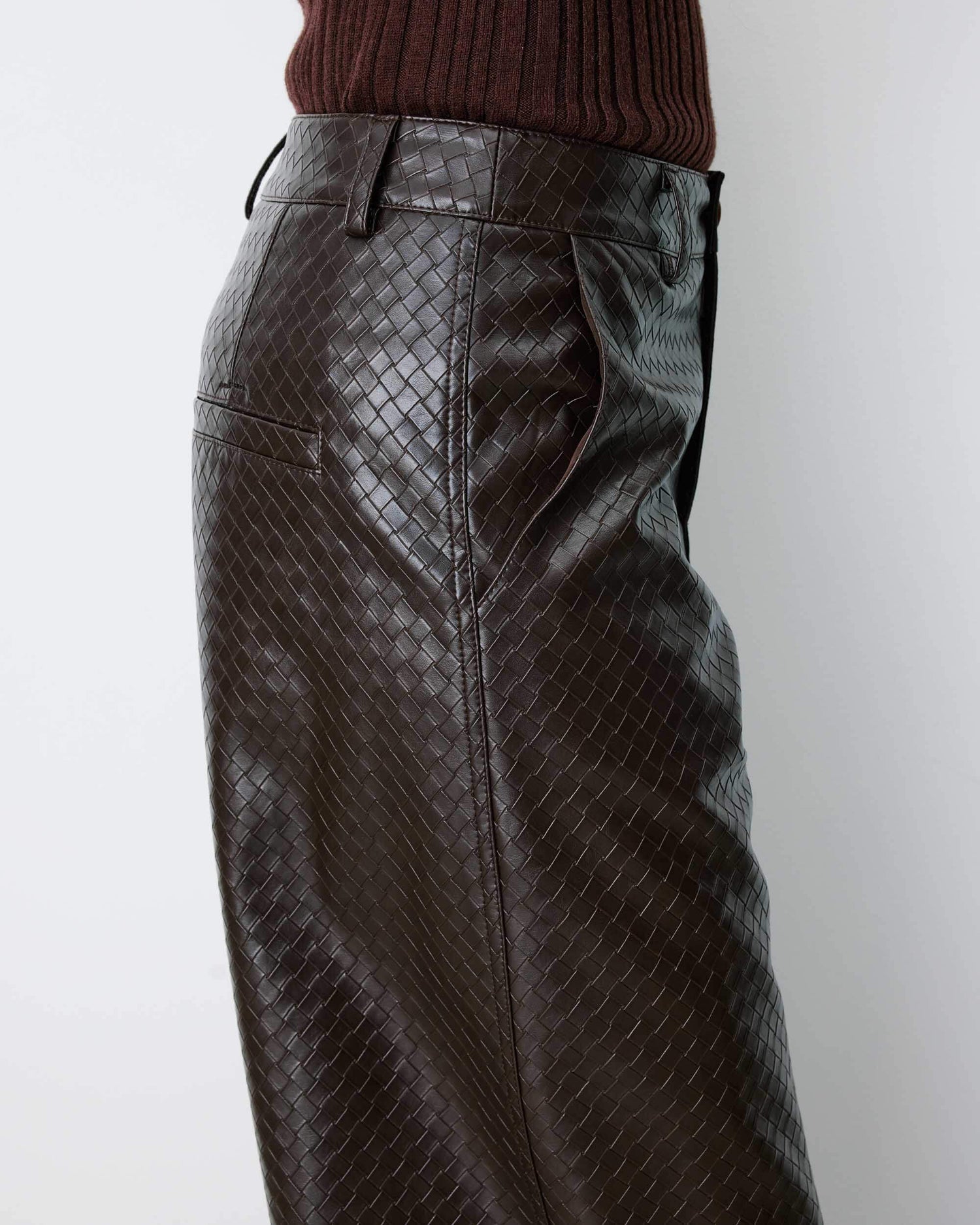 Fake Leather Pantalon - Chocolat