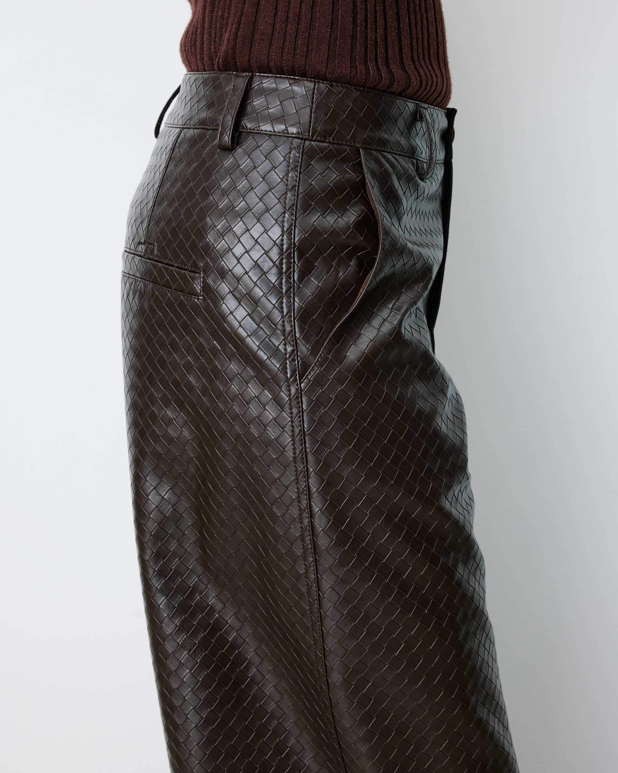 Fake Leather Pantalon - Chocolat