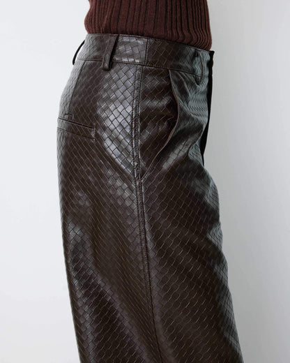 Fake Leather Pantalon - Chocolat