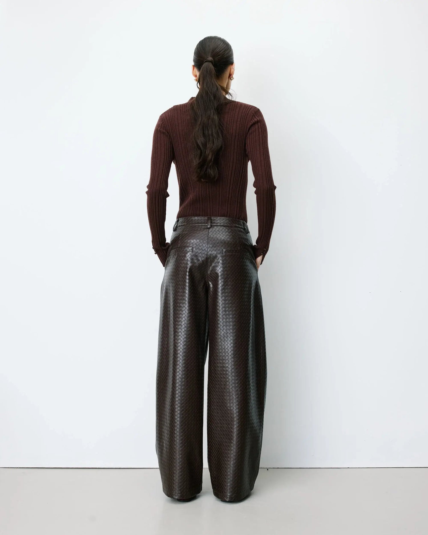 Fake Leather Pantalon - Chocolat