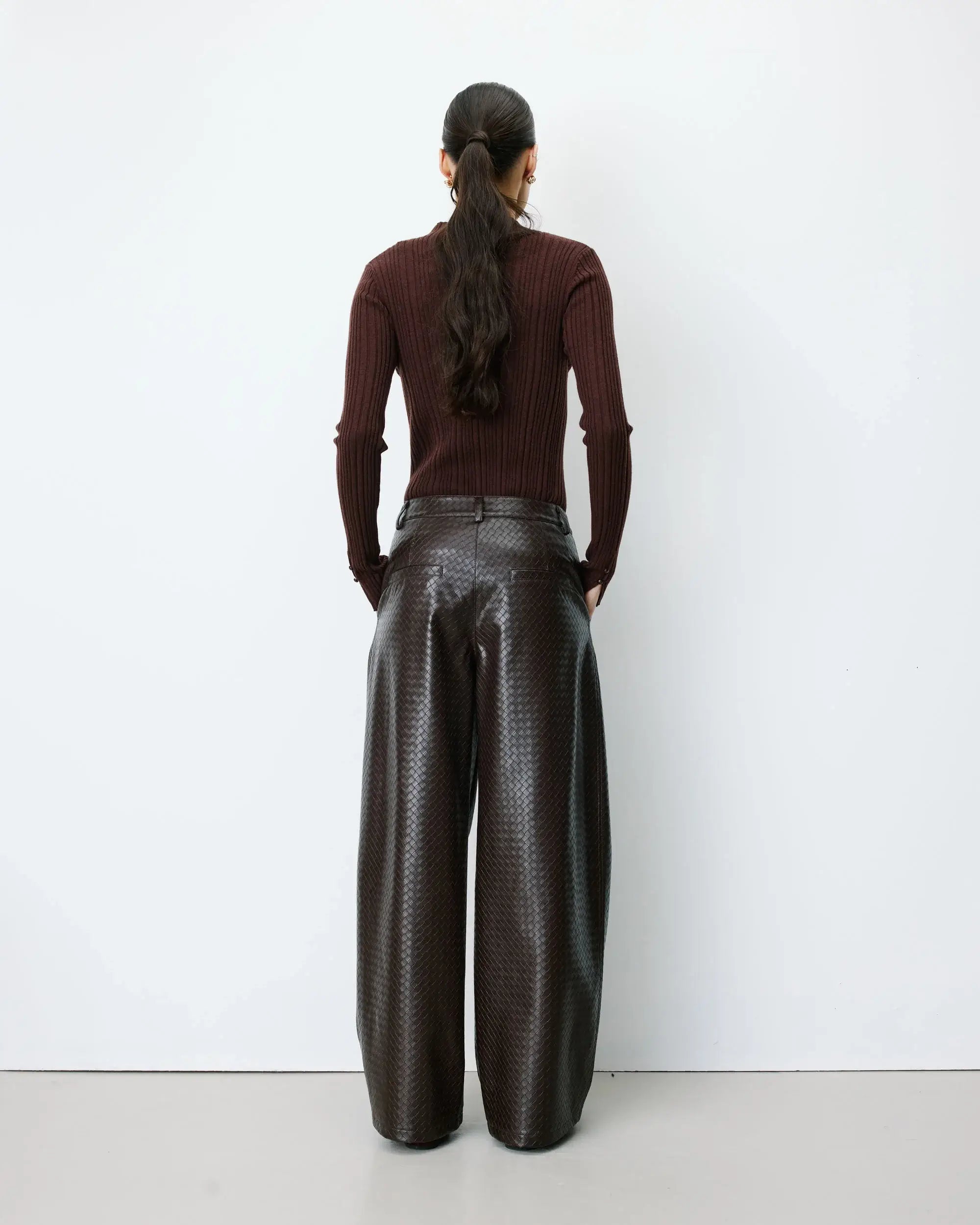 Fake Leather Pantalon - Chocolat