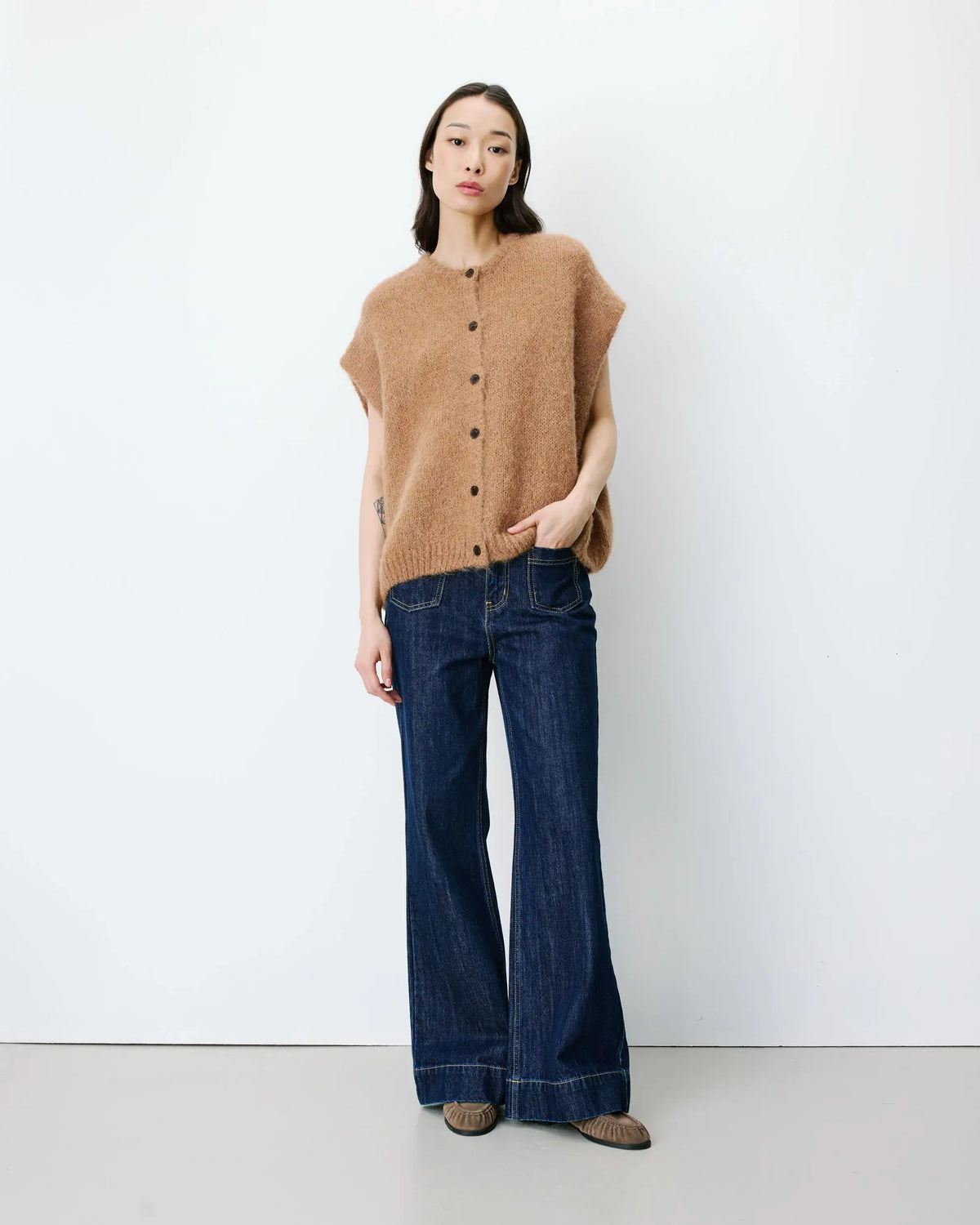 Oversized-Weste – Camel