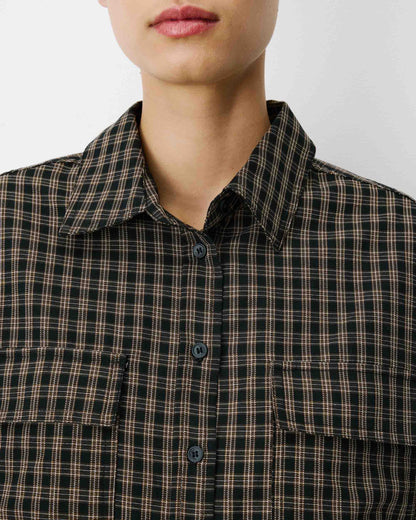Kurze Bluse kariert - Schwarz