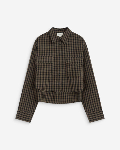 Kurze Bluse kariert - Schwarz