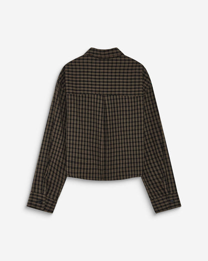 Kurze Bluse kariert - Schwarz