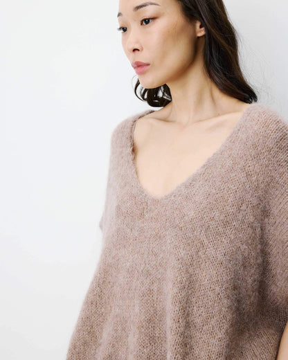Oversized Spencer V-Ausschnitt – Mokka