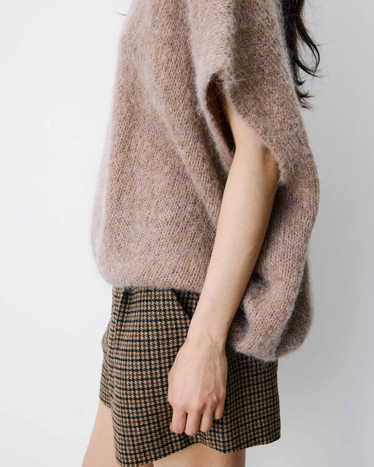 Oversized Spencer V-Ausschnitt – Mokka
