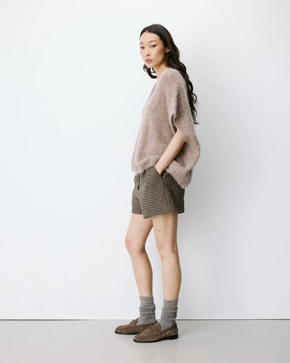 Oversized Spencer V-Ausschnitt – Mokka