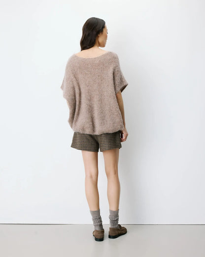Oversized Spencer V-Ausschnitt – Mokka