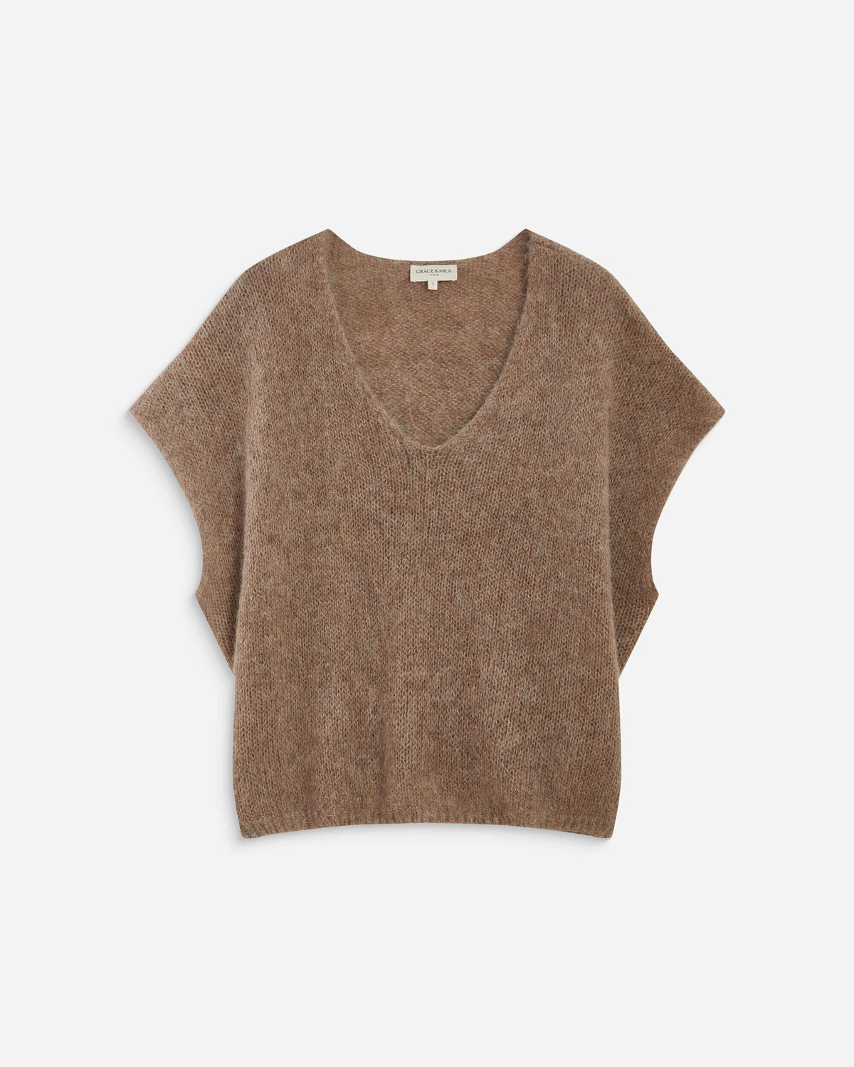 Oversized Spencer V-Ausschnitt – Mokka
