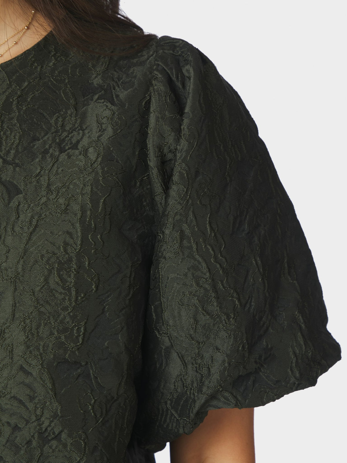 Aisa Brocade Blouse - Dark Green