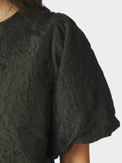 Aisa Brocade Blouse - Dark Green