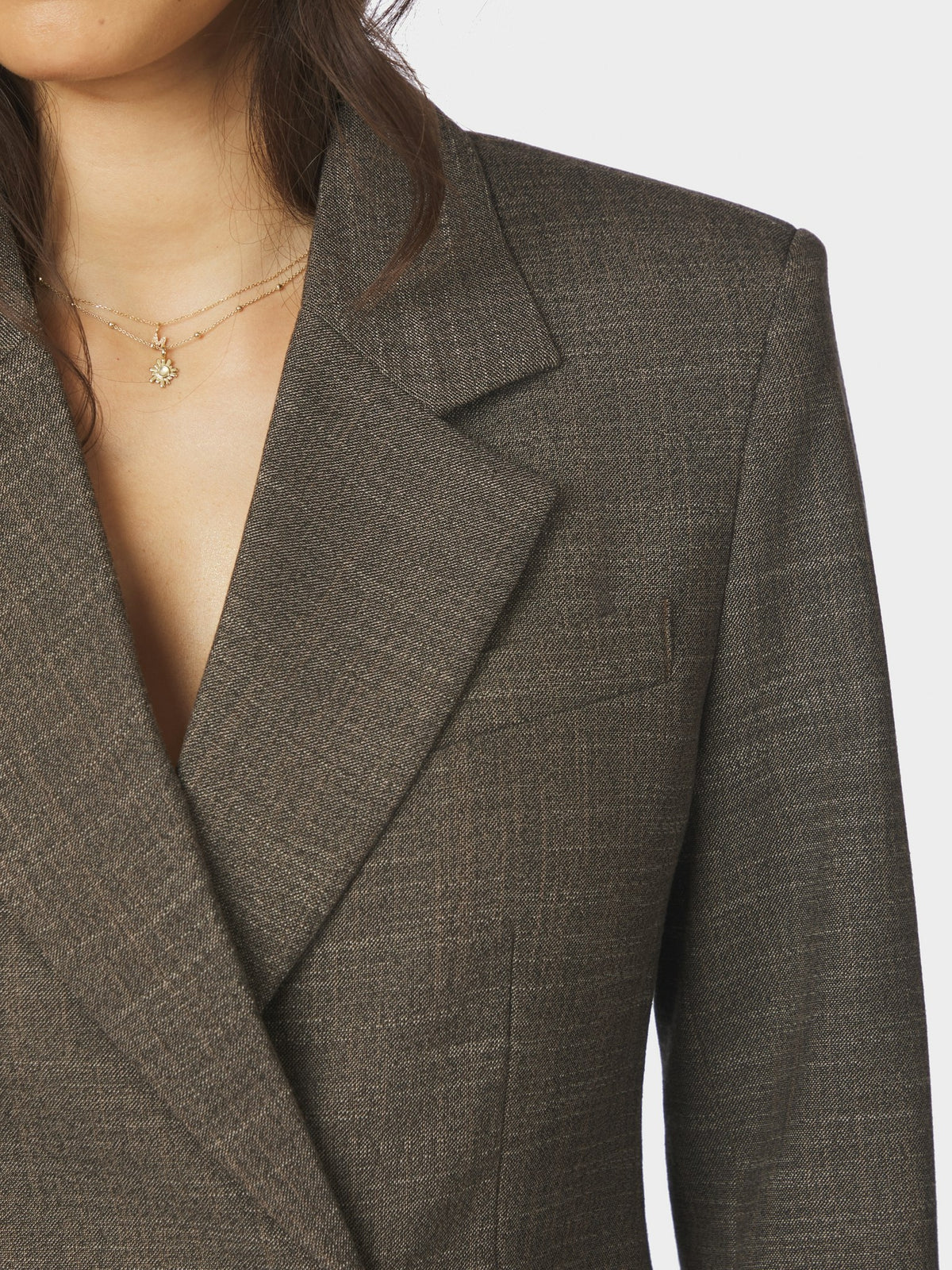 Perine Structure Twill Blazer - Dark Taupe