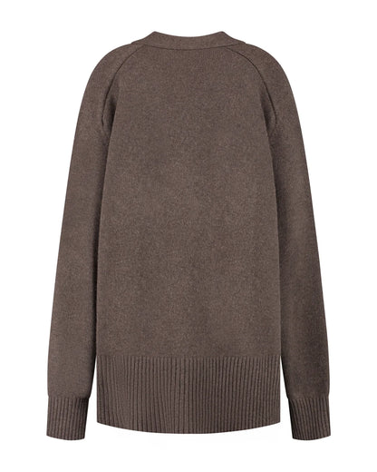 Florence Boyfriend Cardigan - Kakao Melange