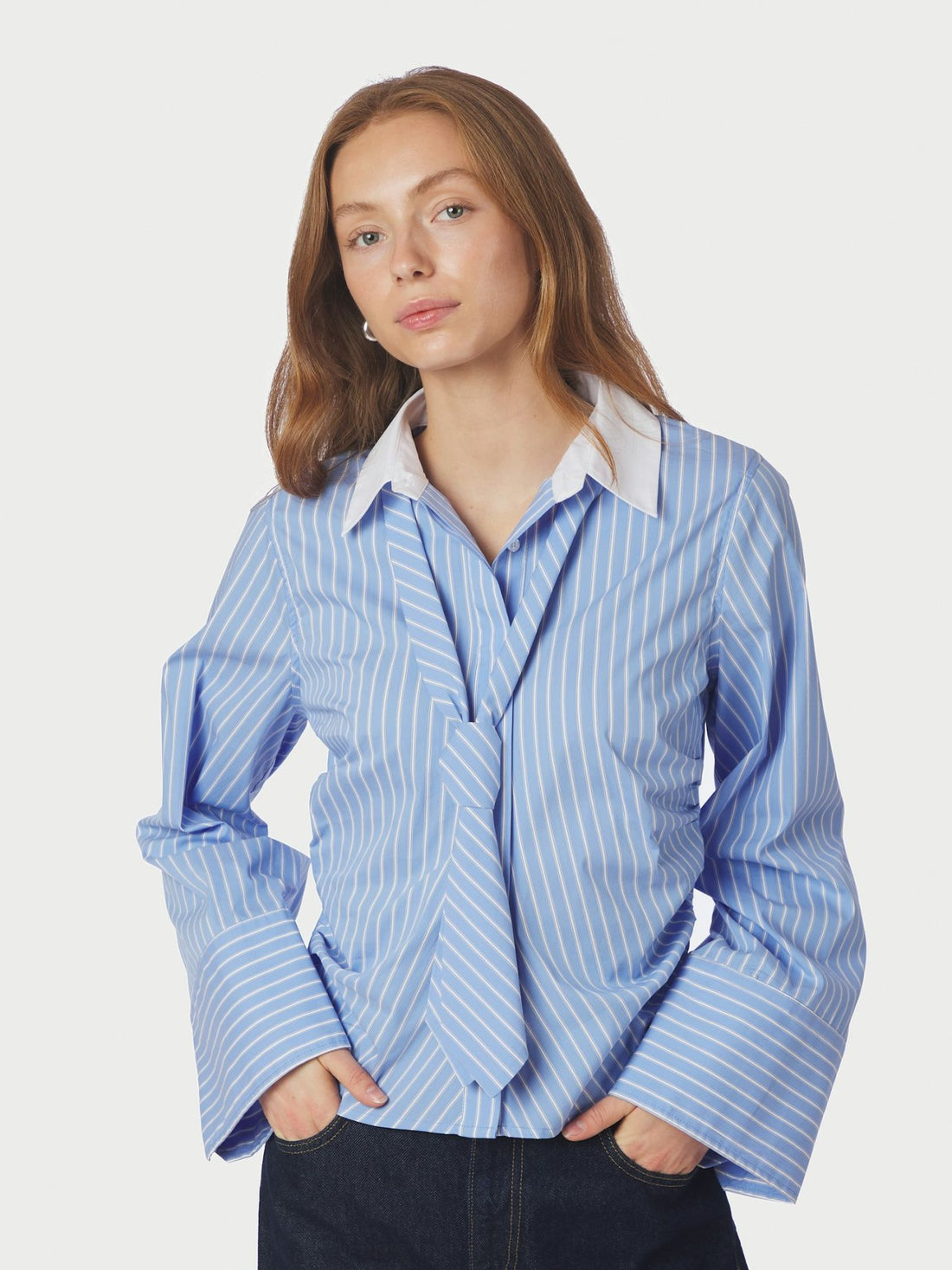 Francesca Stripe Shirt - Light Blue
