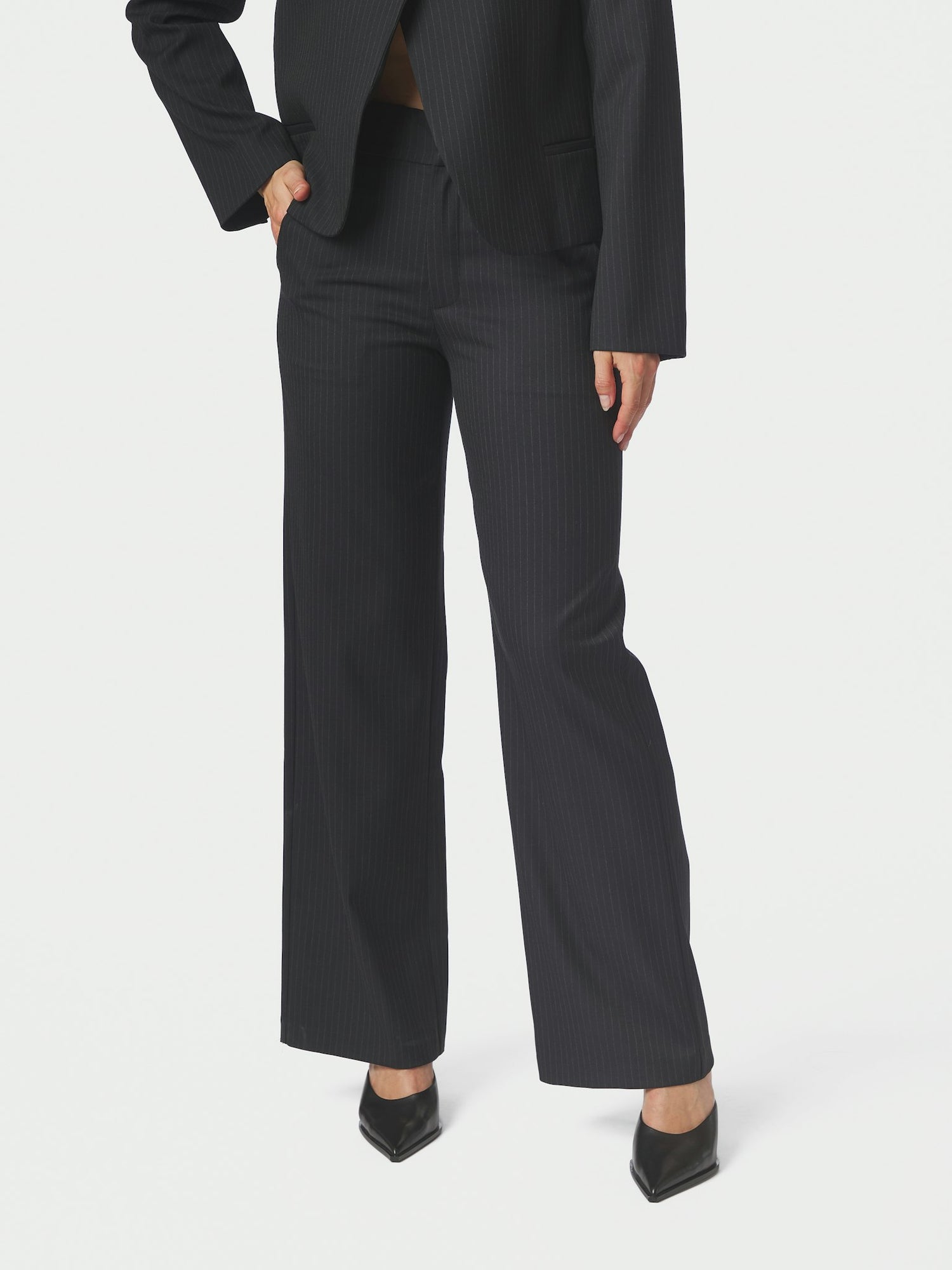 Nathalie Slim Pinstripe Pants - Dark Navy
