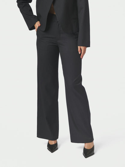 Nathalie Slim Pinstripe Pants - Dark Navy