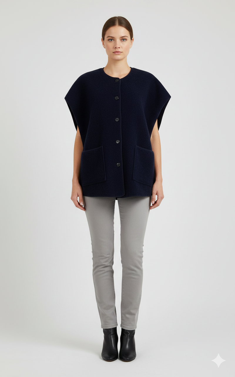 Ines Sleeveless Jacket - Navy