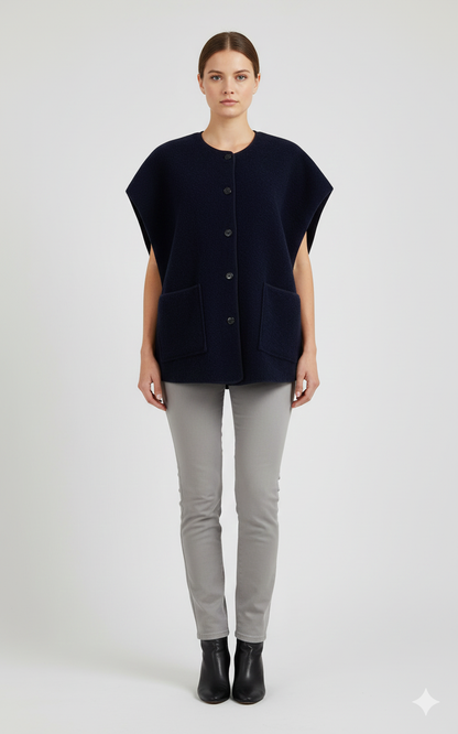 Ines Sleeveless Jacket - Navy