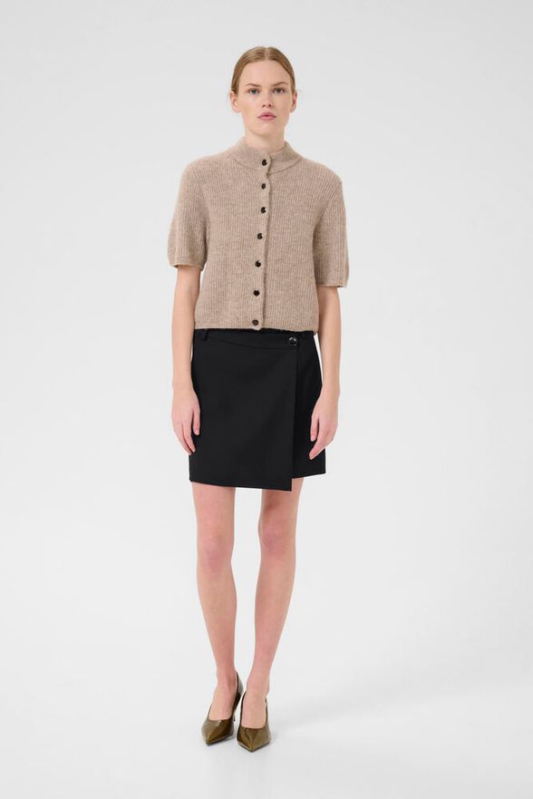 GZpaula Melange MW Wrap Skirt - Black