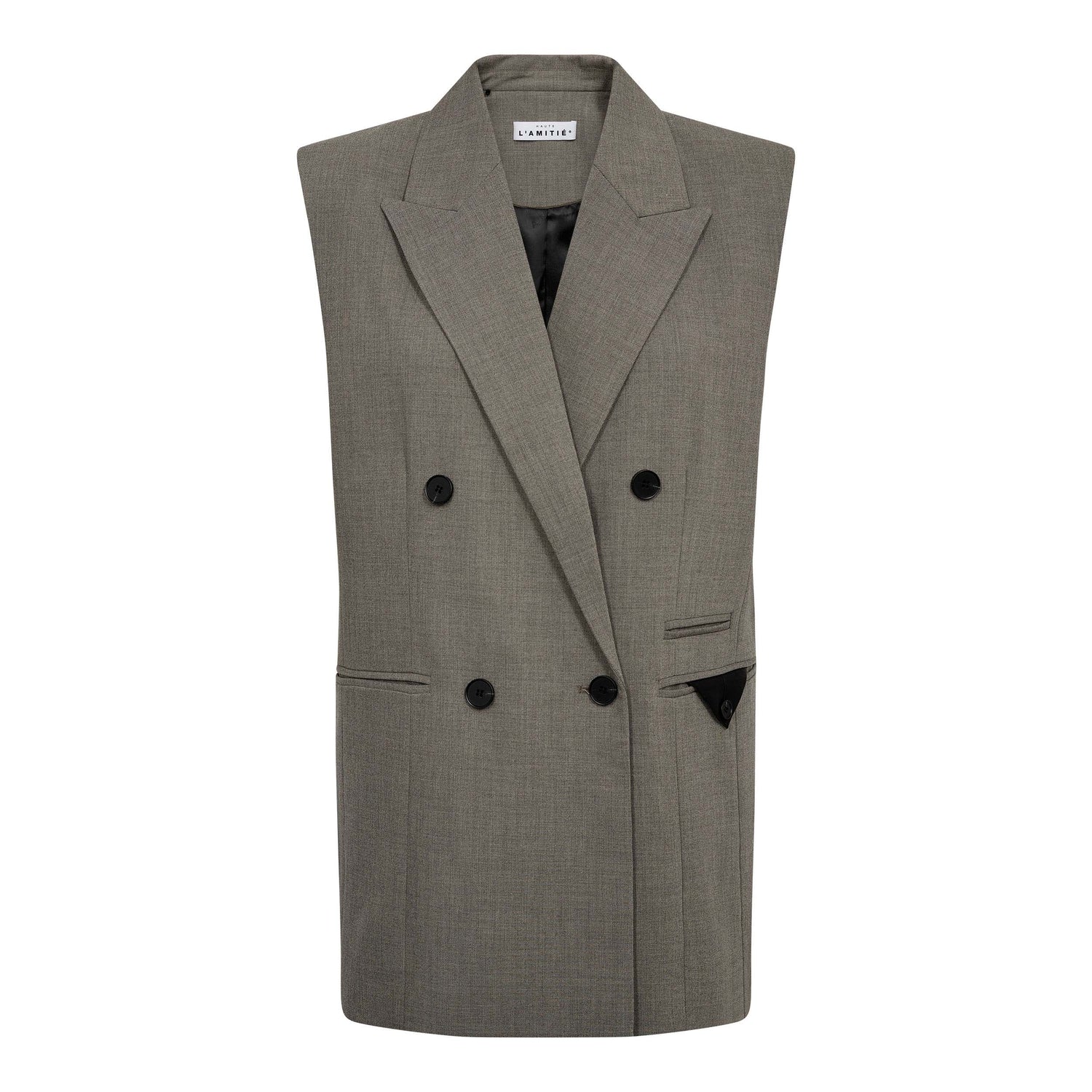 Nicole Triangle Tailor Vest - Beige Melange