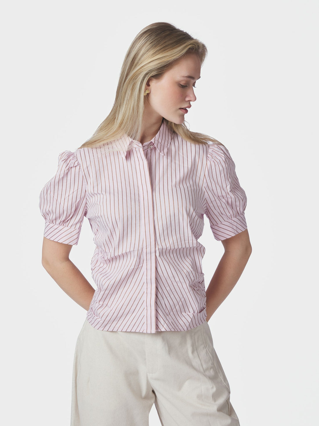 Frannie Structure Stripe Shirt - Light Pink