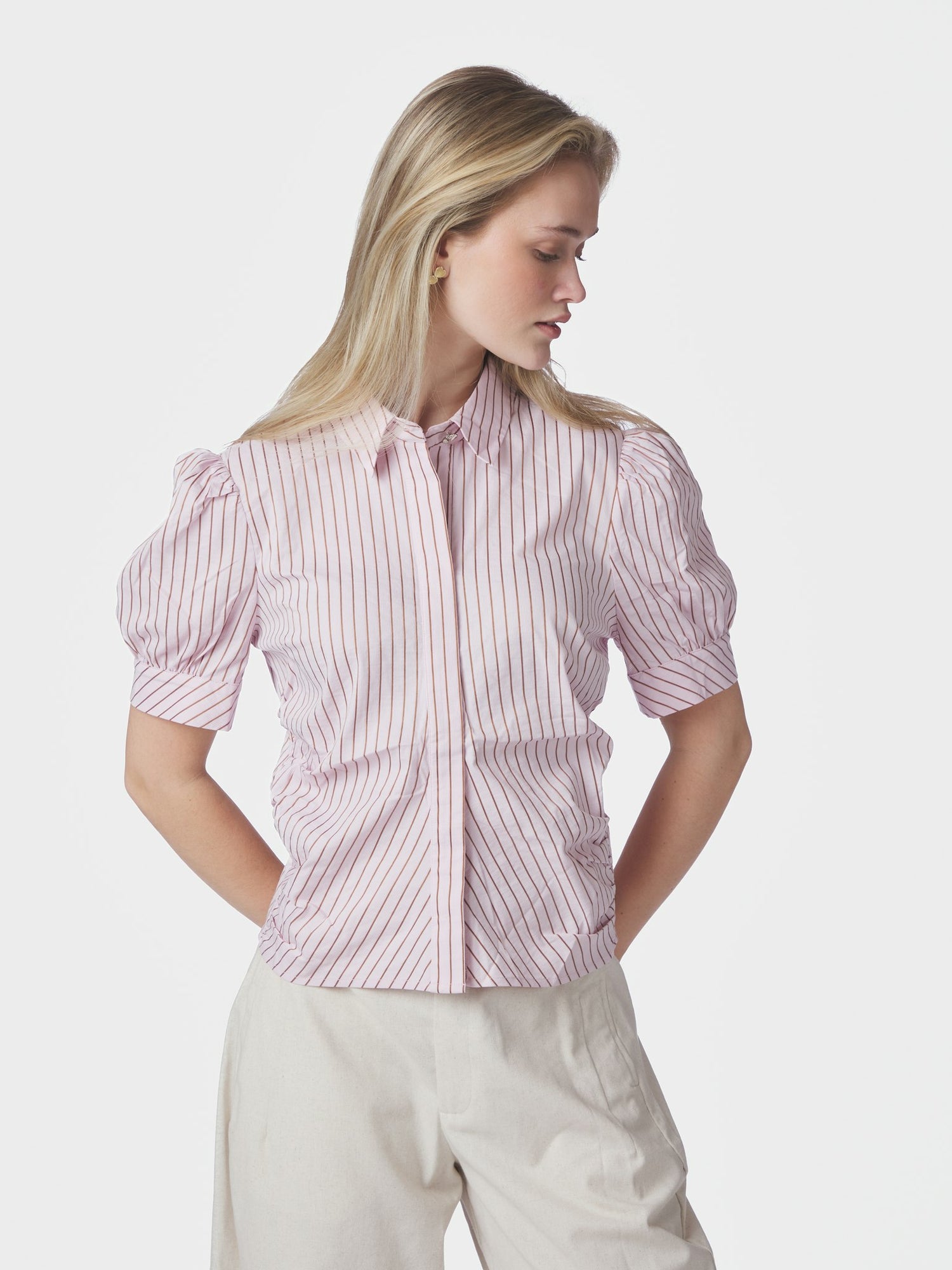 Frannie Structure Stripe Shirt - Light Pink