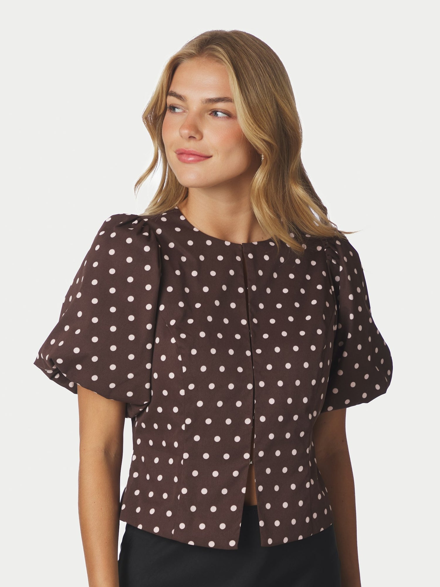 Anela Dot Blouse - Brown