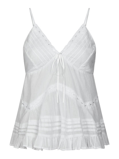 Elvena S Voile Top - White