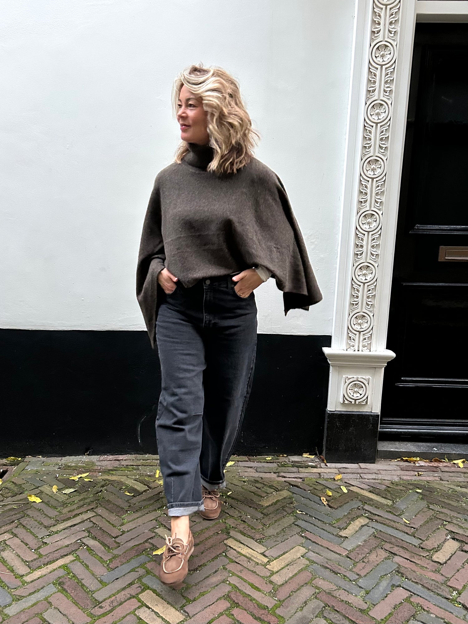 SLFelina Knit Cape Roll Neck - Delicioso Melange