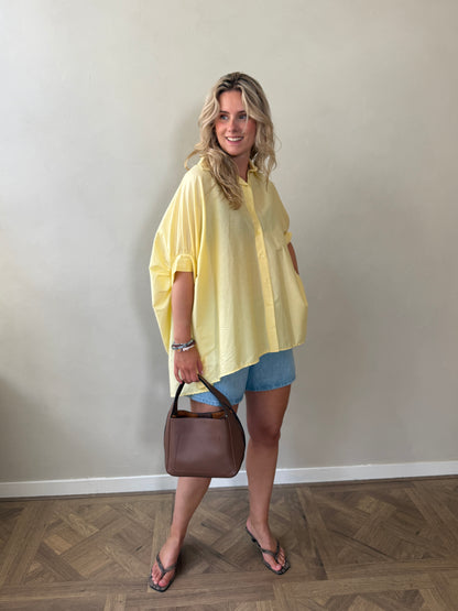 Wide Button Blouse - Yellow