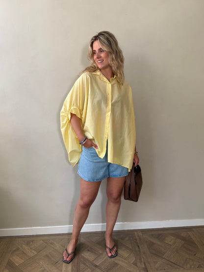 Wide Button Blouse - Yellow