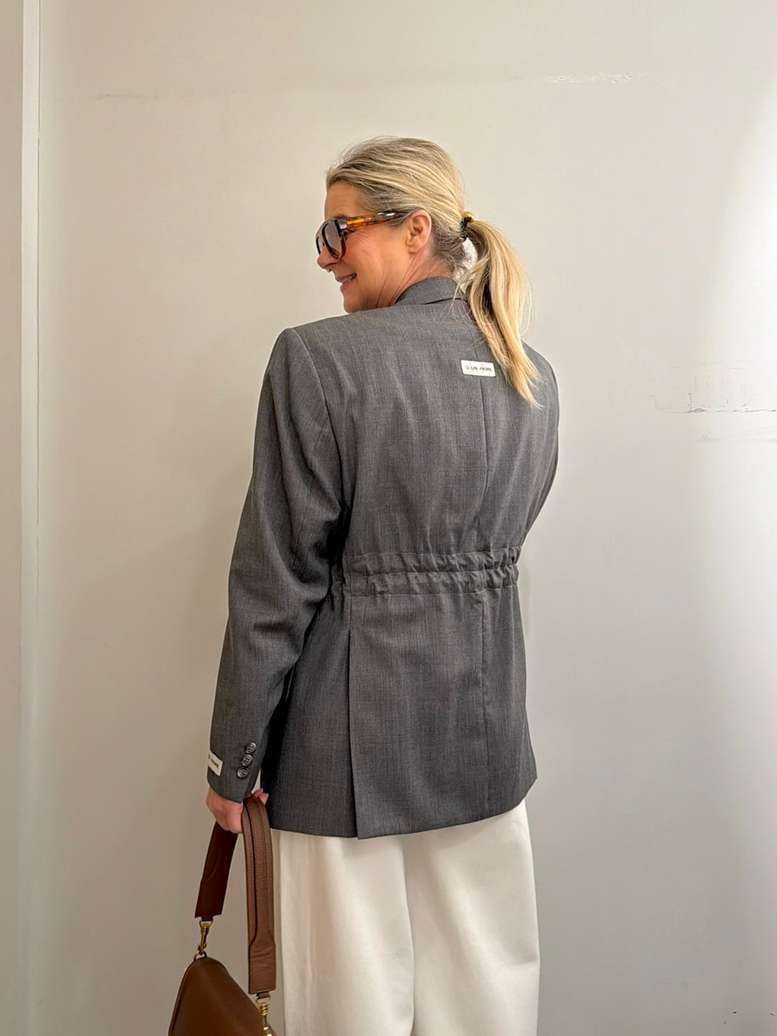 Mid Waist Blazer - Grey Melee