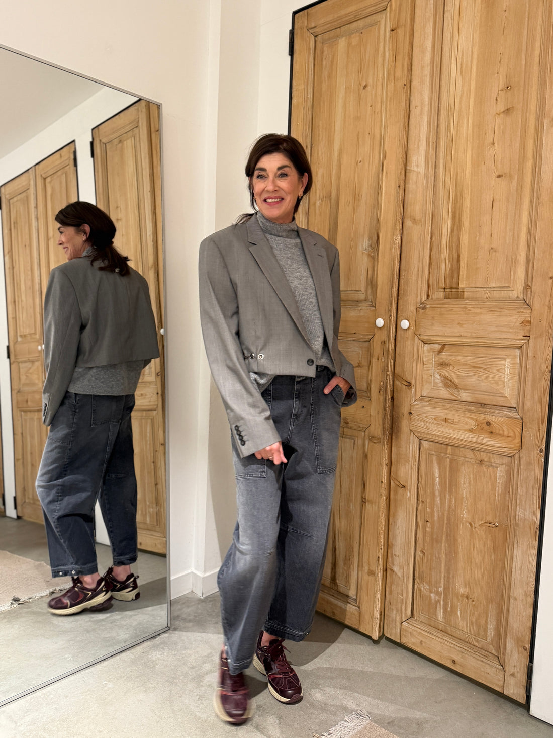 Blazer Short - Grey White Stripe