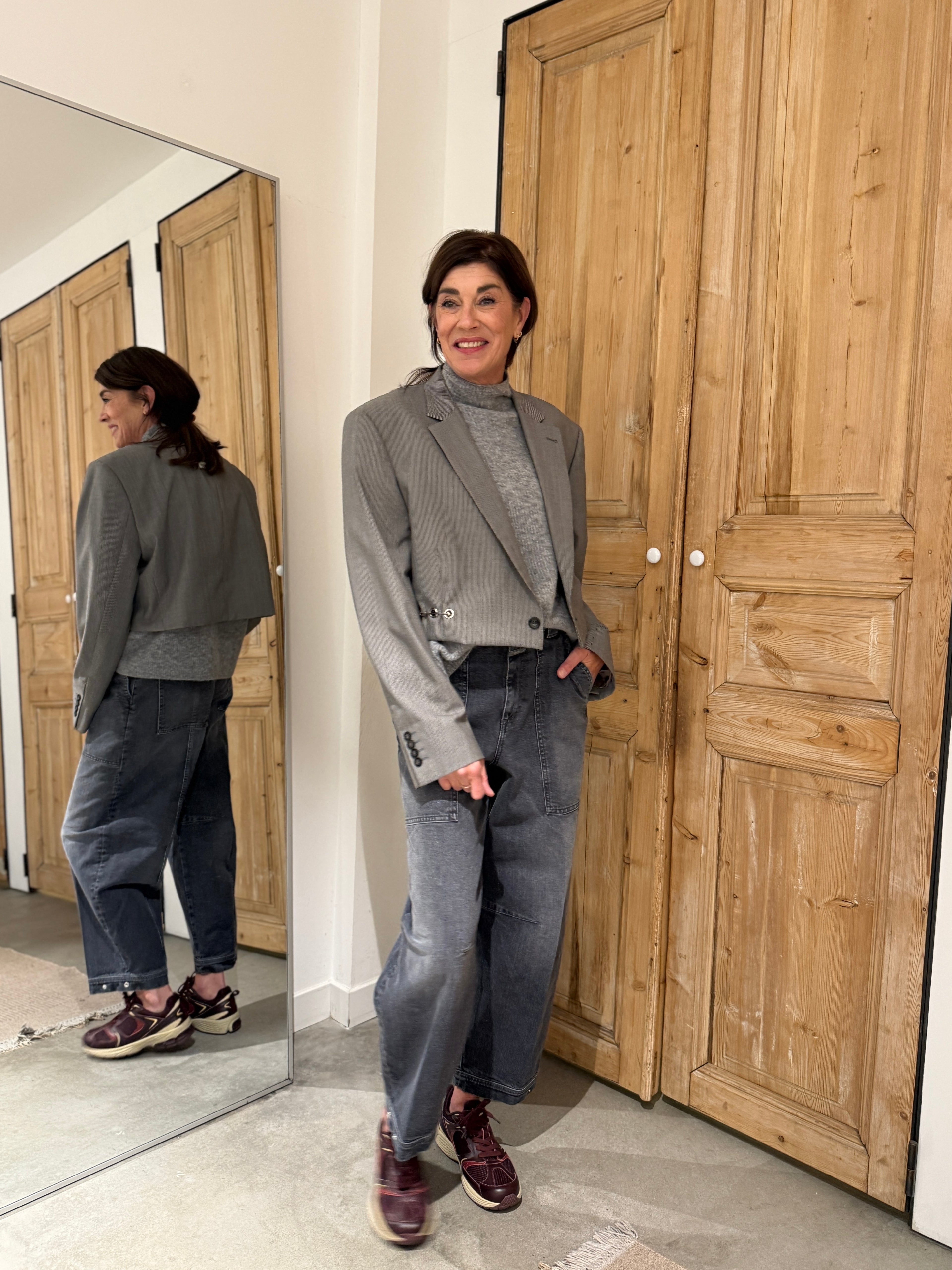 Blazer Short - Grey White Stripe