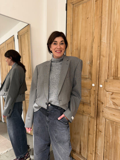 Blazer Short - Grey White Stripe