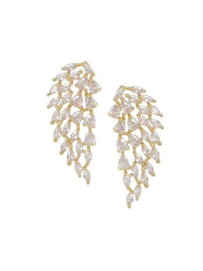 Oorstekers Blad met Strass