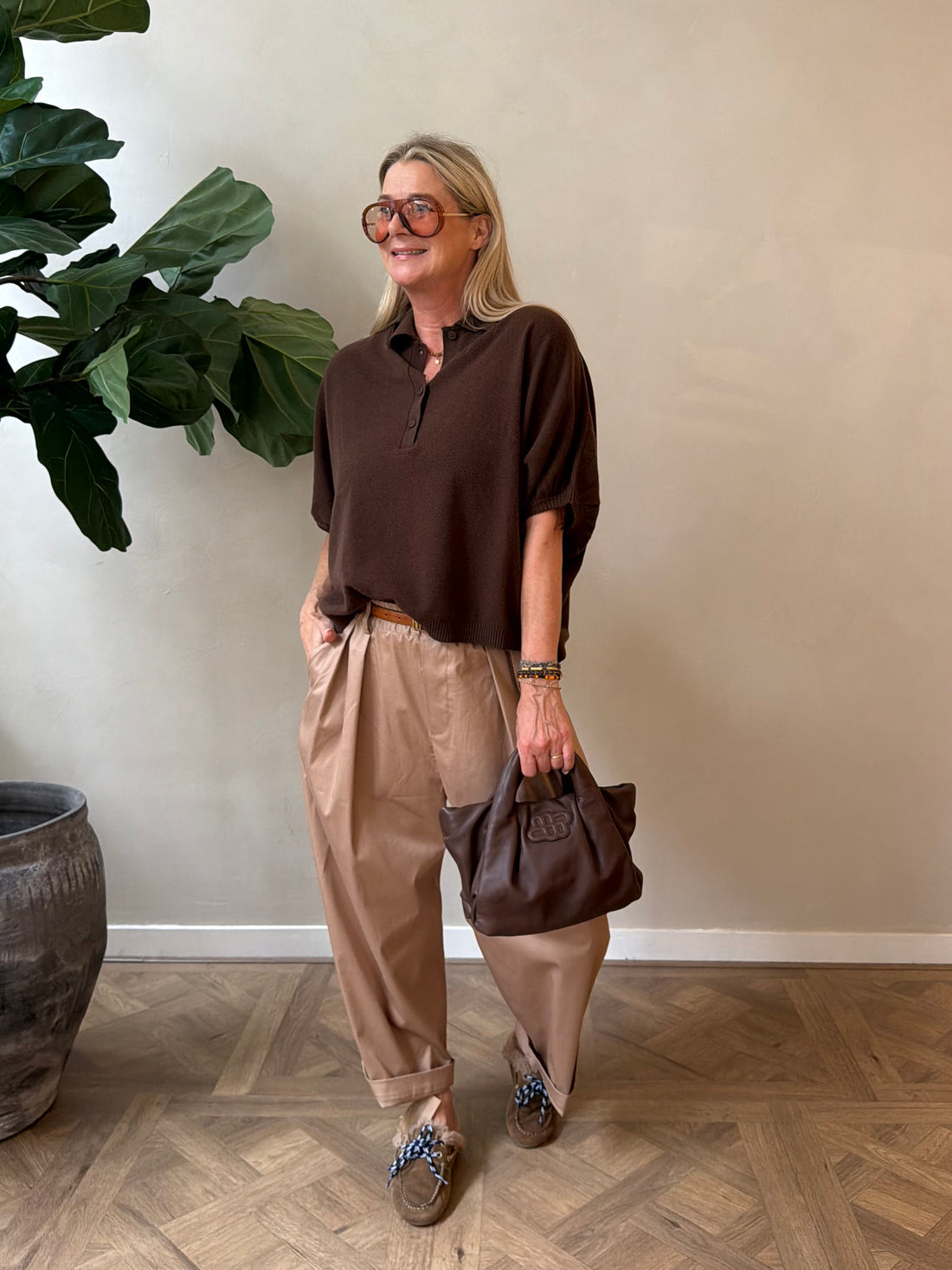 Cowboy Polo Knit - Brown