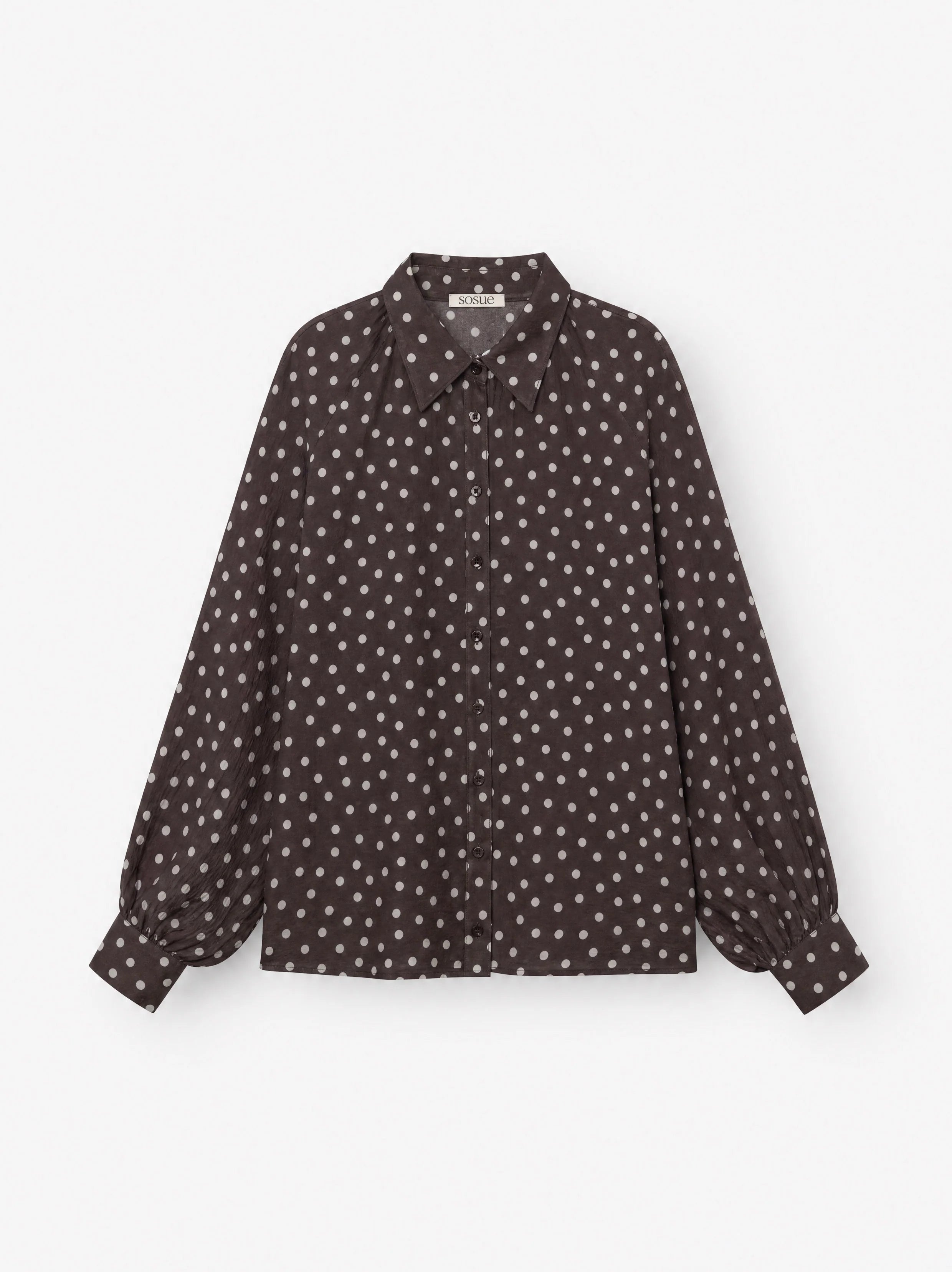 Bluse Antonia Polka Dots - Braun Ecru