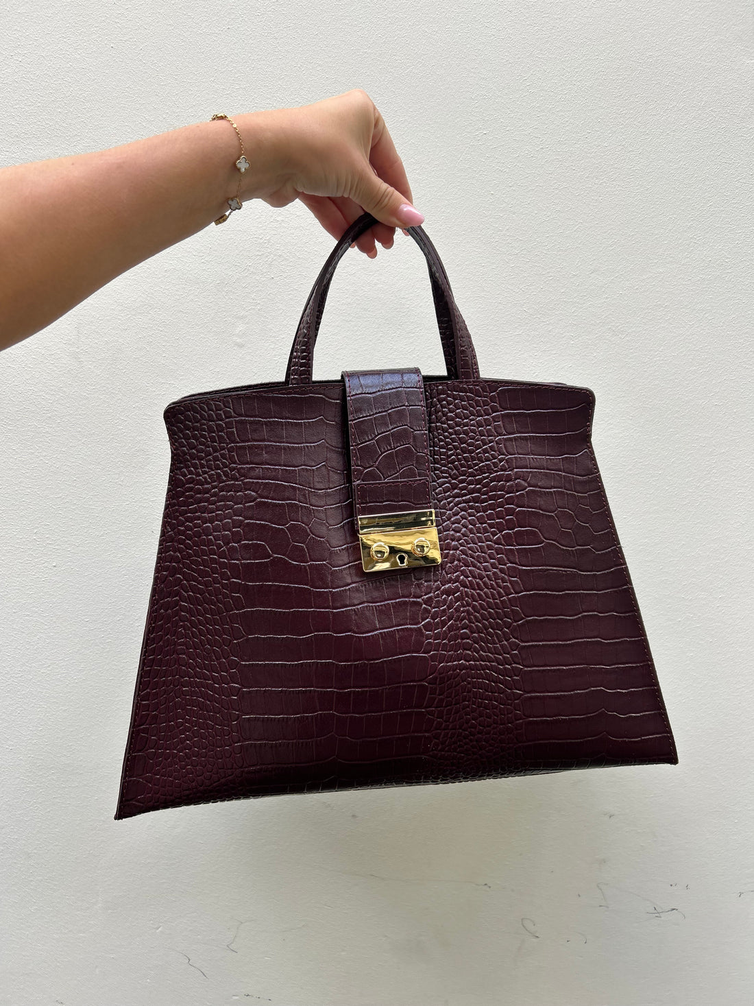 Leren tas Kroko - Burgundy