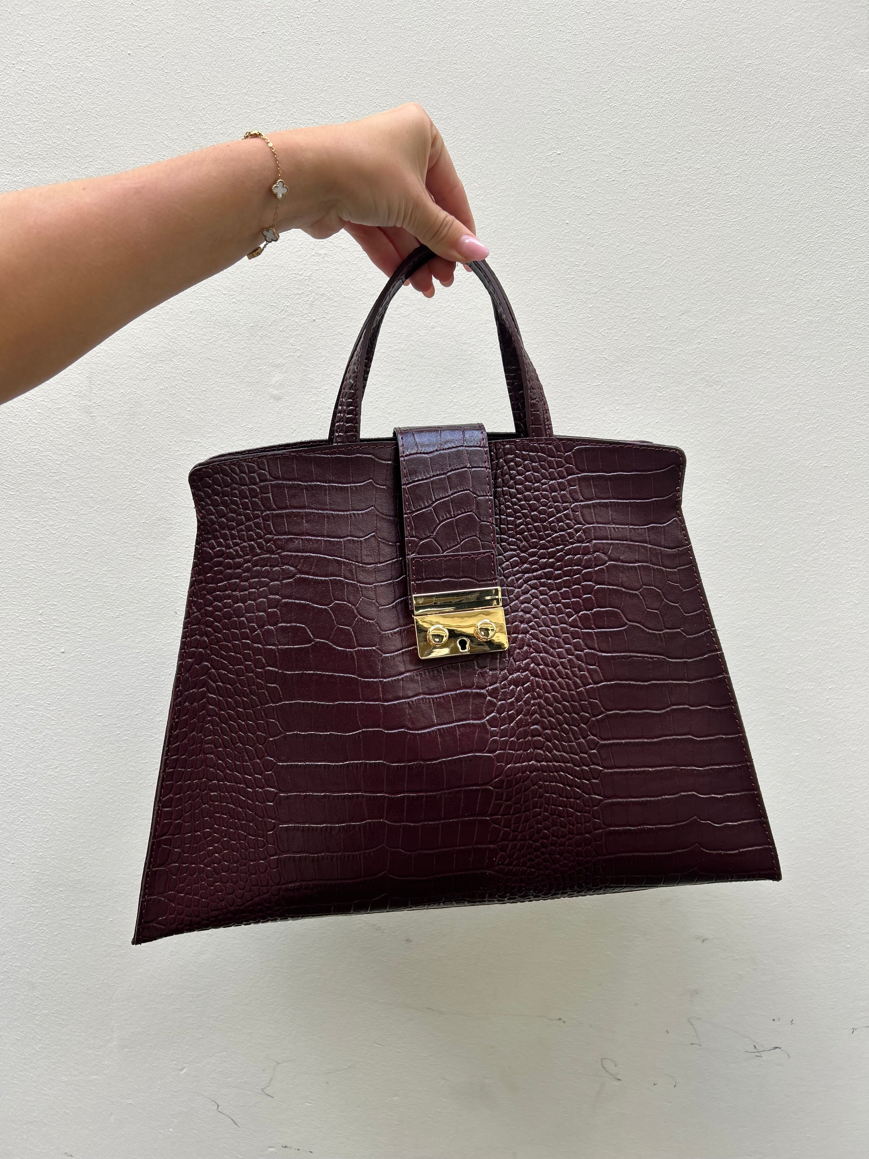 Leren tas Kroko - Burgundy