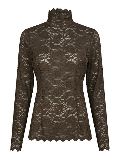 Liza Laceflower Blouse - Chocolate Brown