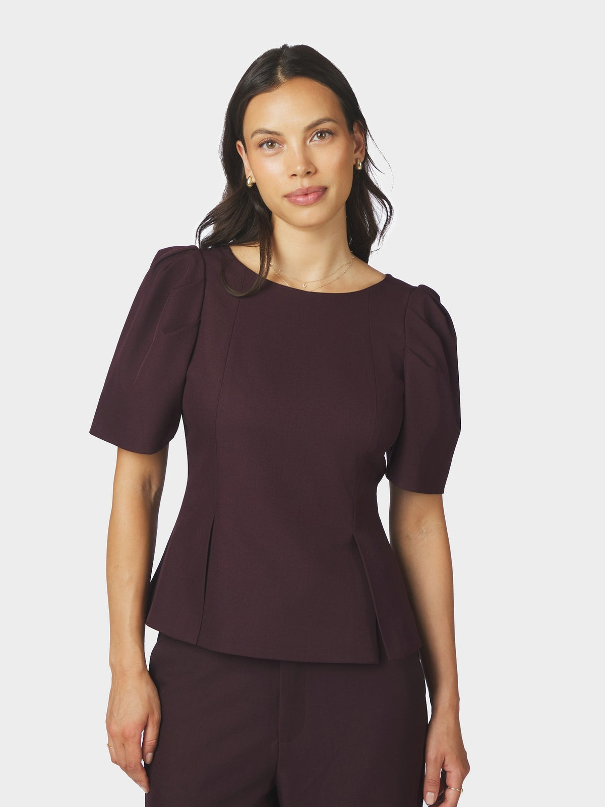 Mellisana Structure Blouse - Chocolate Plum