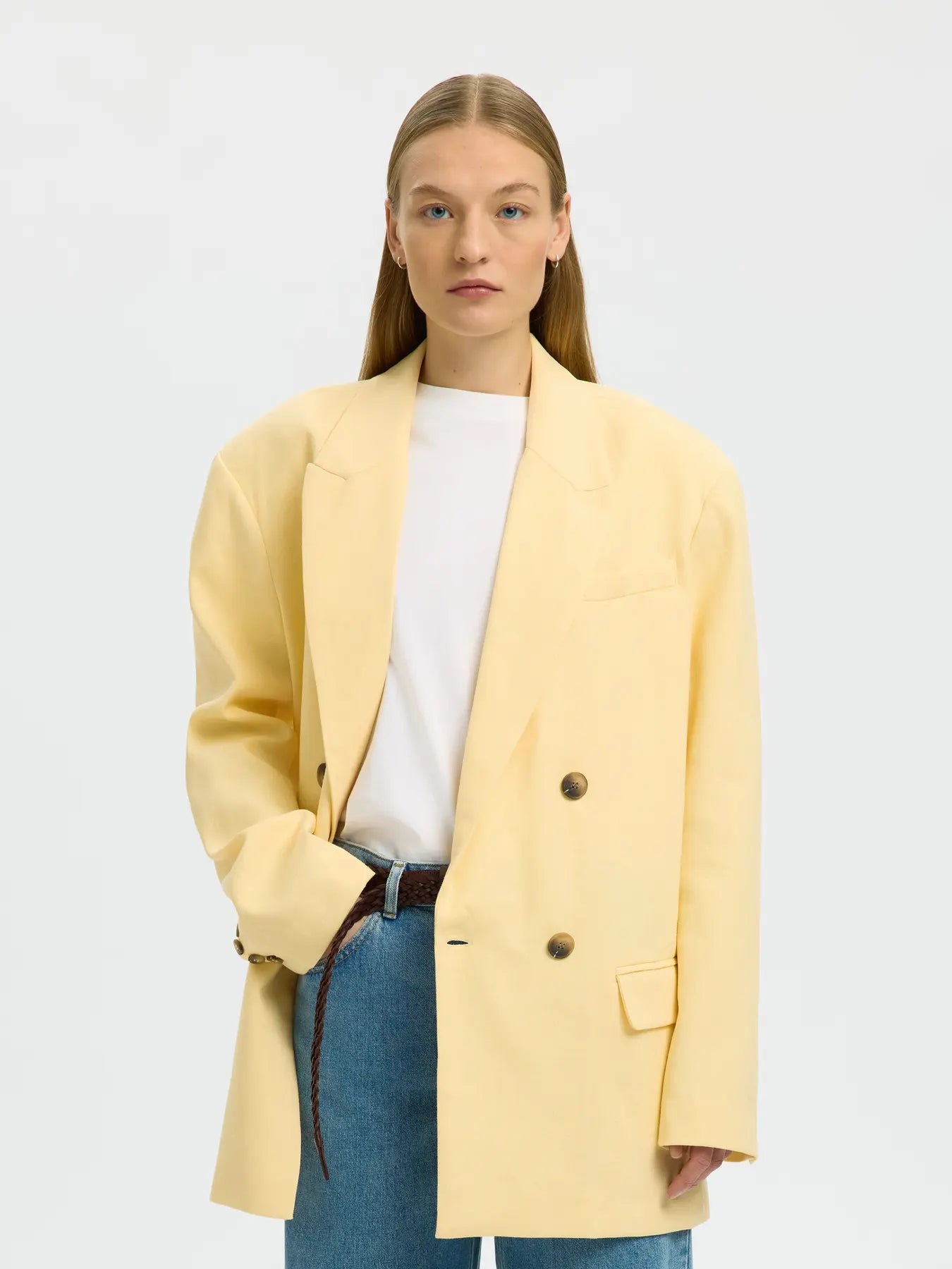 SLFoversized Marlie DB Blazer - Italian Straw