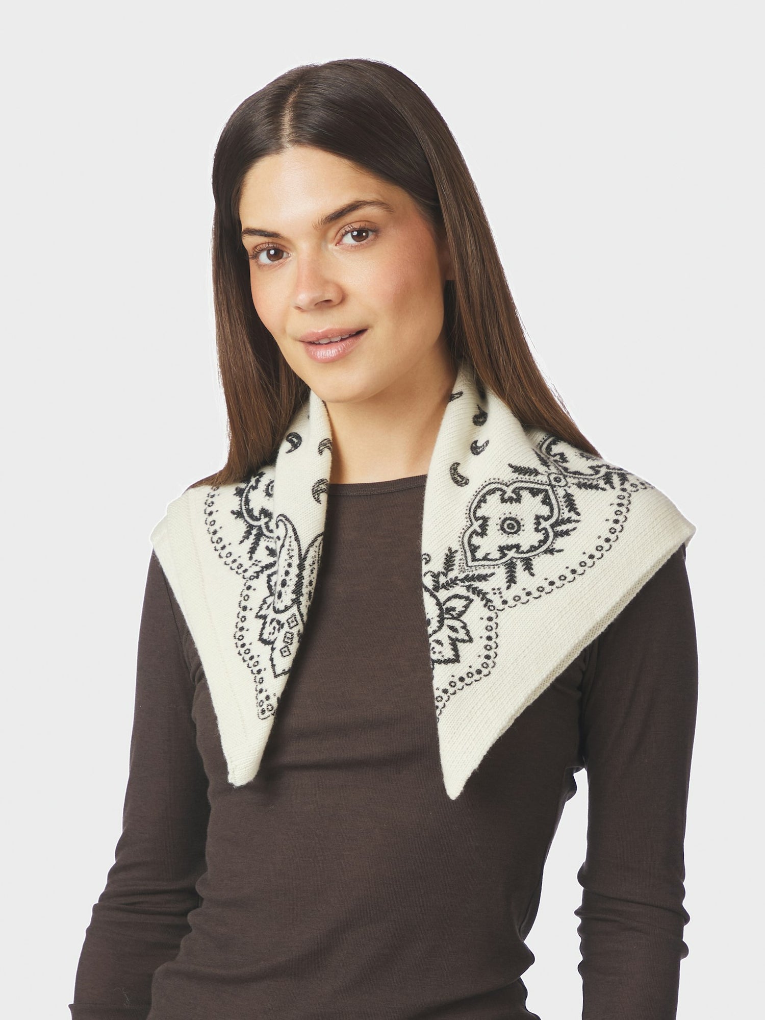 Adelina Paisley Knit Scarf - Off White