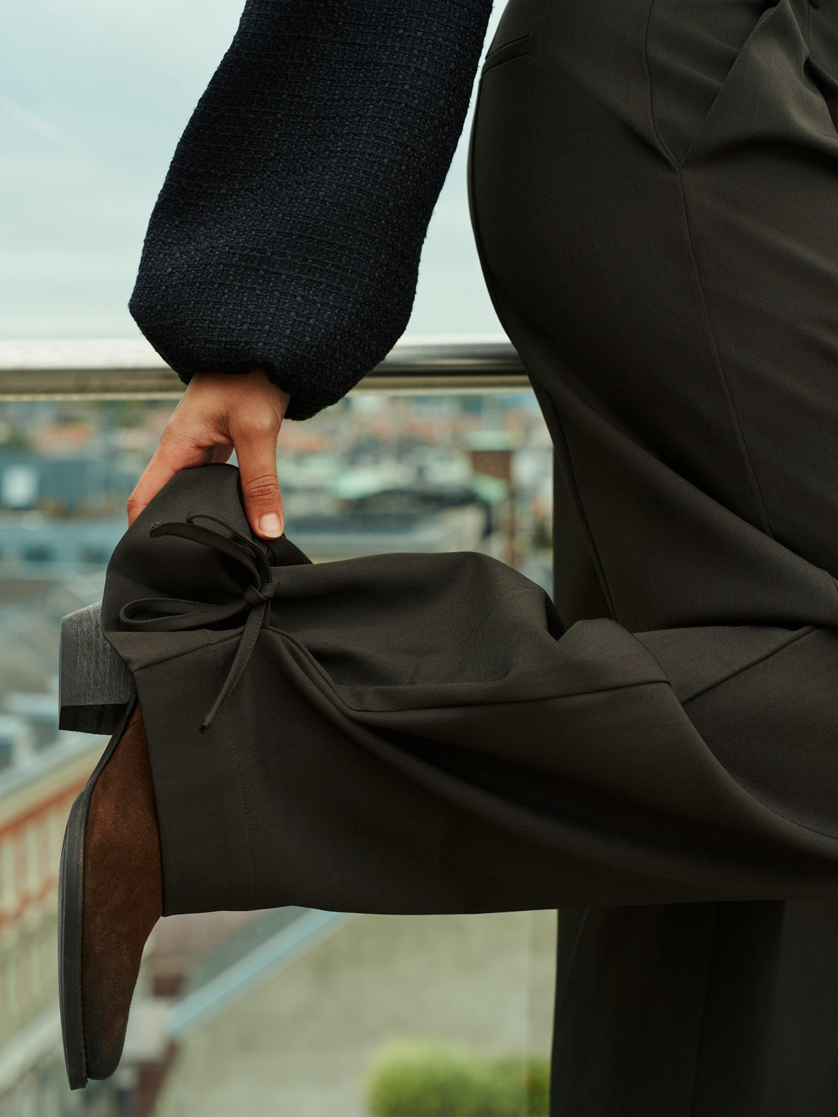 Isotta Structure Tie Pants - Dark Brown